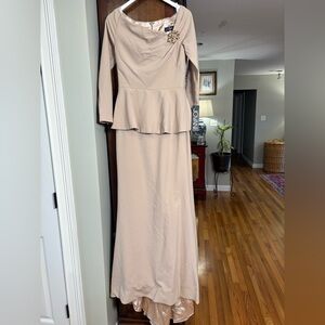 Jovani 07131 Peplum Long Sleeve Evening Gown